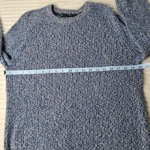 Lands’ End Men’s Drifter Sweater Blue Marled Cotton Knit Crewneck M Preppy - Picture 5 of 9